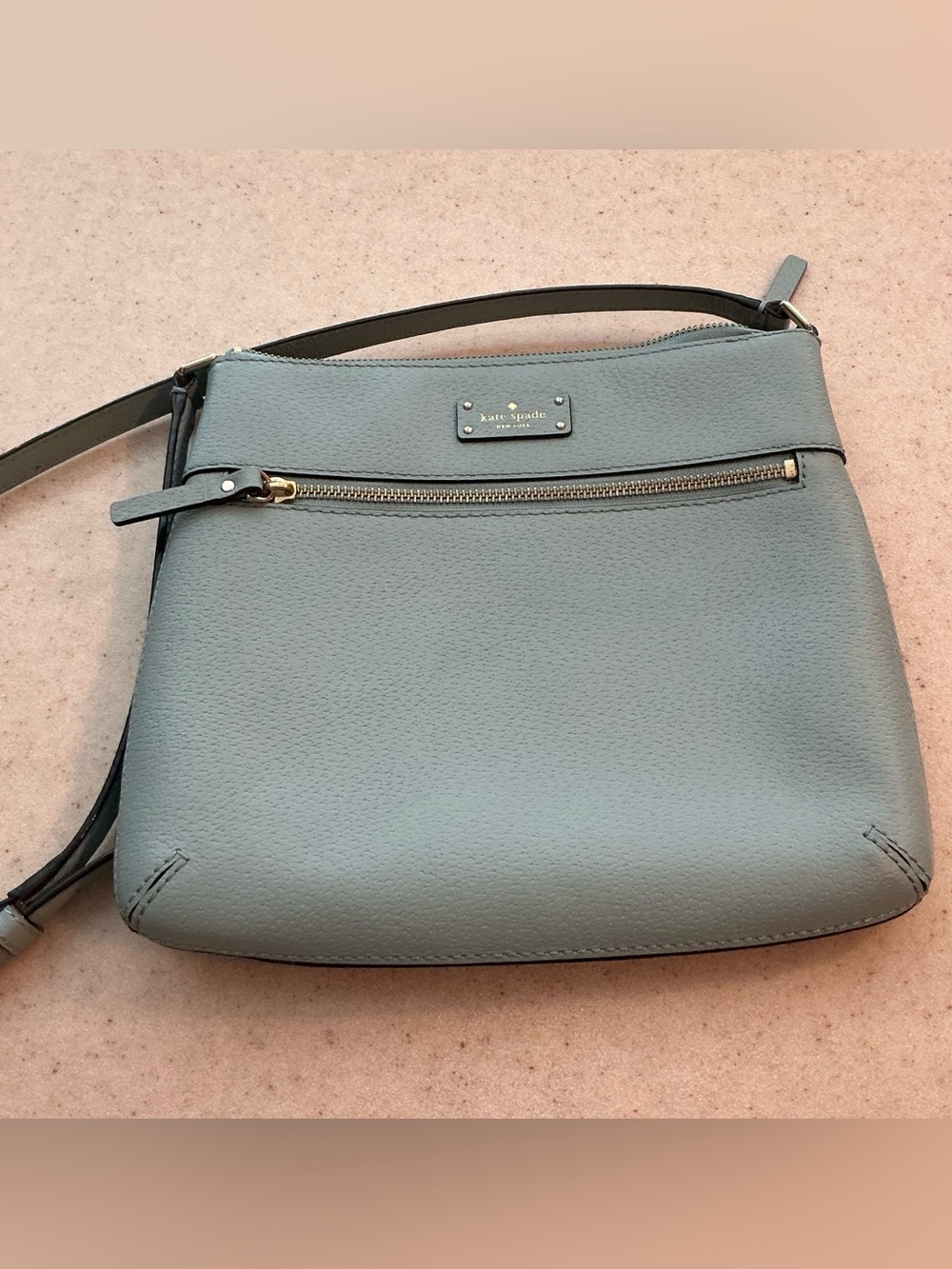 kate spade pebble leather crossbody in sage green